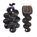 Brazilian human hair bundles with closure in black